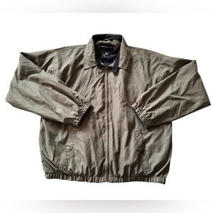 Men Haggar Golf Bomber Style Jacket Brown Made In Egypt Size Large